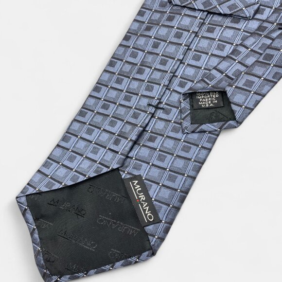 Murano Silk Tie Geometric Cubes Blue Formal Business Dress - Picture 4 of 6